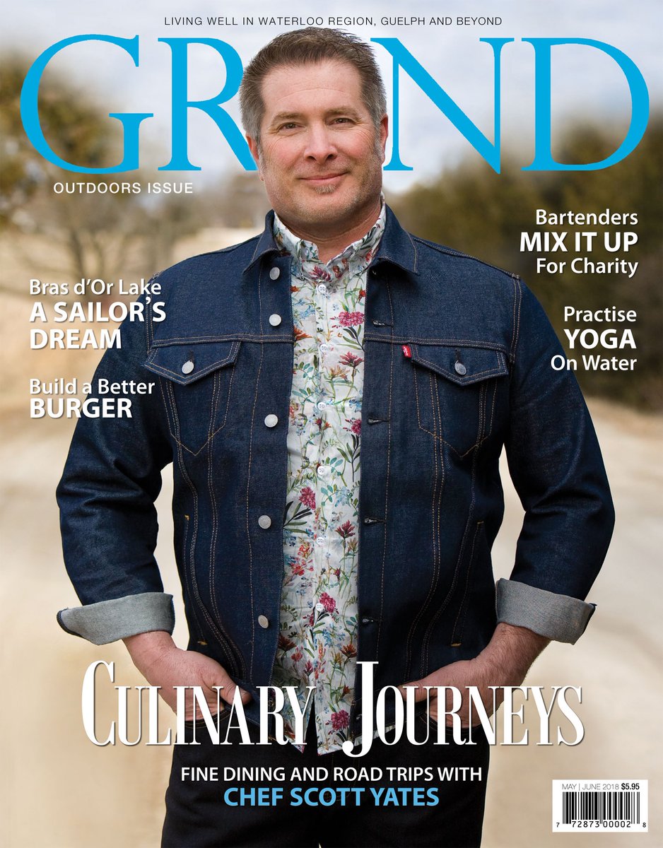 Grand_Magazine's tweet photo. The May-June edition of Grand has arrived! 
On the cover of this Outdoors Issue is Chef Scott Yates, who is always up for a road trip. 
Profile by @AlexBielak
Photo by Alisha Townsend (https://t.co/QfEdoU7PUa) https://t.co/vyaR9F8FP0
