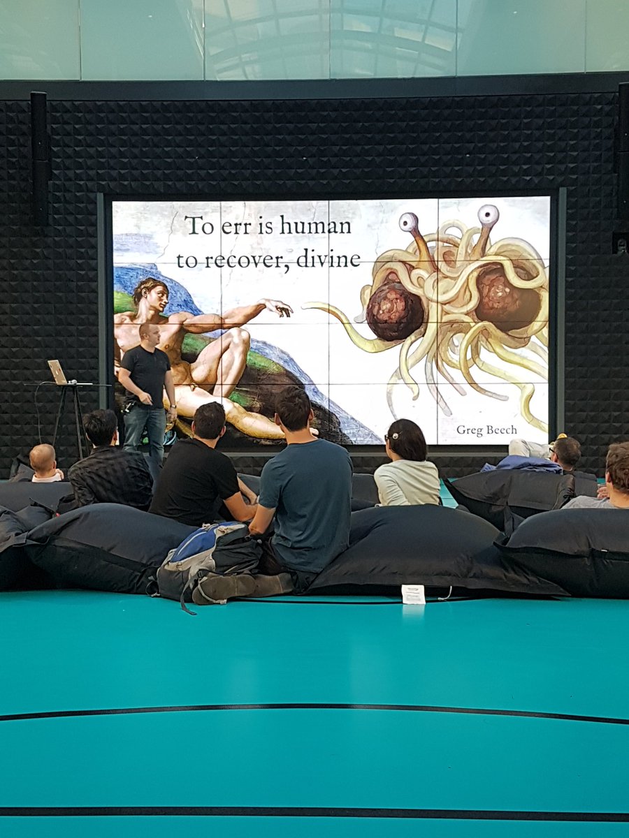 DeliverooEng's tweet image. Think Greg wins for most humorous opening slide. *IN THE BEGINNING*
#scalacentral