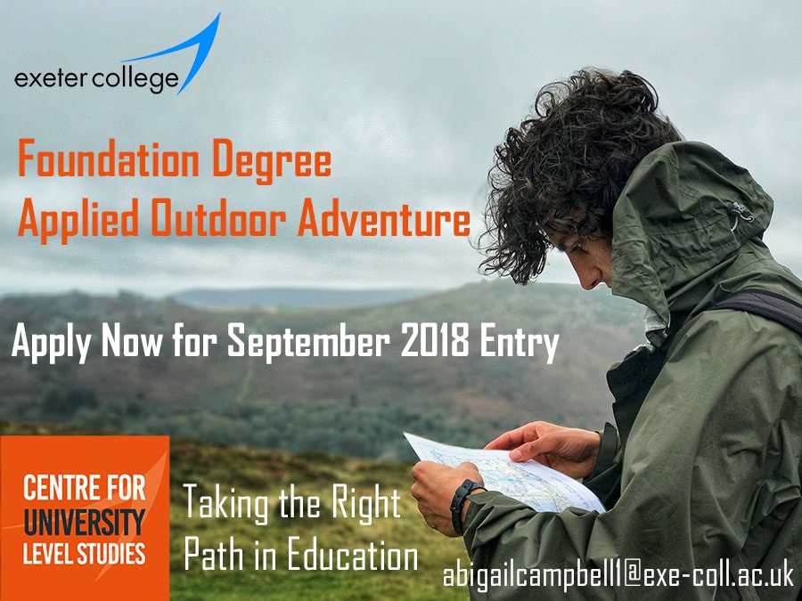 NOW RECRUITING!

Study a #foundationdegree in Applied Outdoor Adventure with @ExeterCollege @ExCollOutdoorA at @HavenBanksOEC 

exe-coll.ac.uk/Course/applied…

#studyadventure #maketherightchoice #adventure #adventureeducation #careerpath #greatplacestostudy