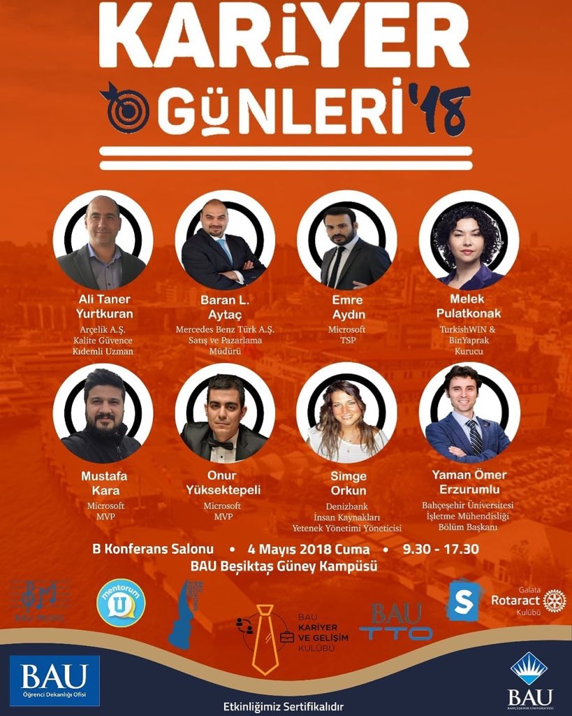 Destekçisi olduğumuz Bau Kariyer ve Gelişim kulübü "2.Kariyer Günleri" isimli  bomba gibi bir etkinlikle karşınızda 🎉
4 Mayıs Cuma günü Güney kampüs B Konferans Salonunda gerçekleşek olan bu harika etkinliği sakın kaçırma‼️ Bilet  için @bau_kgk sayfasına koş 🏃🏻‍♀️