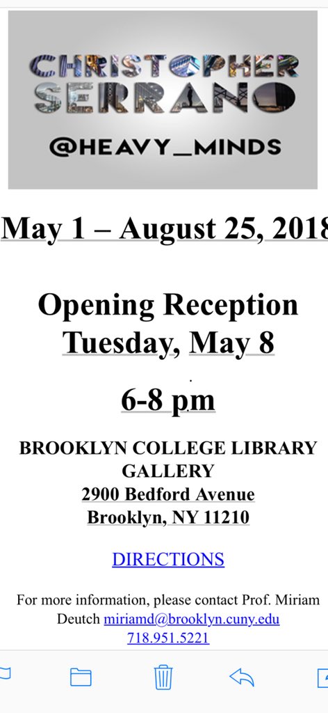 Heavyminds1's tweet photo. Brooklyn College is hosting and exhibit of Christopher’s photography. Opening night will be May 8th at 6:pm. https://t.co/iLa2lYjL5y