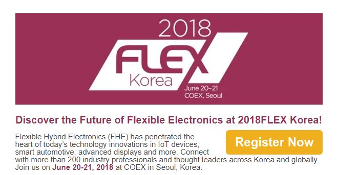 SEMIconex's tweet photo. Register Early and Save at #2018FLEX #Korea! Your Guide to Koreaโs Flexible Electronics Industry. #flexibleelectronics https://t.co/UlIs3JUGYZ https://t.co/wYcUCDhvSn