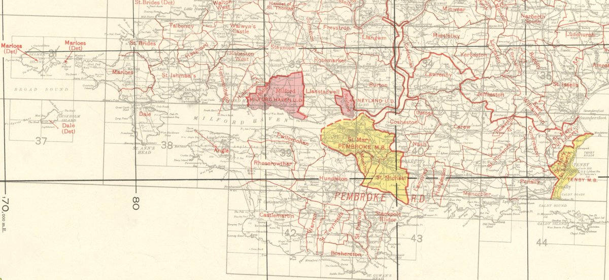 Caldy Island shown as not part of any civil parish