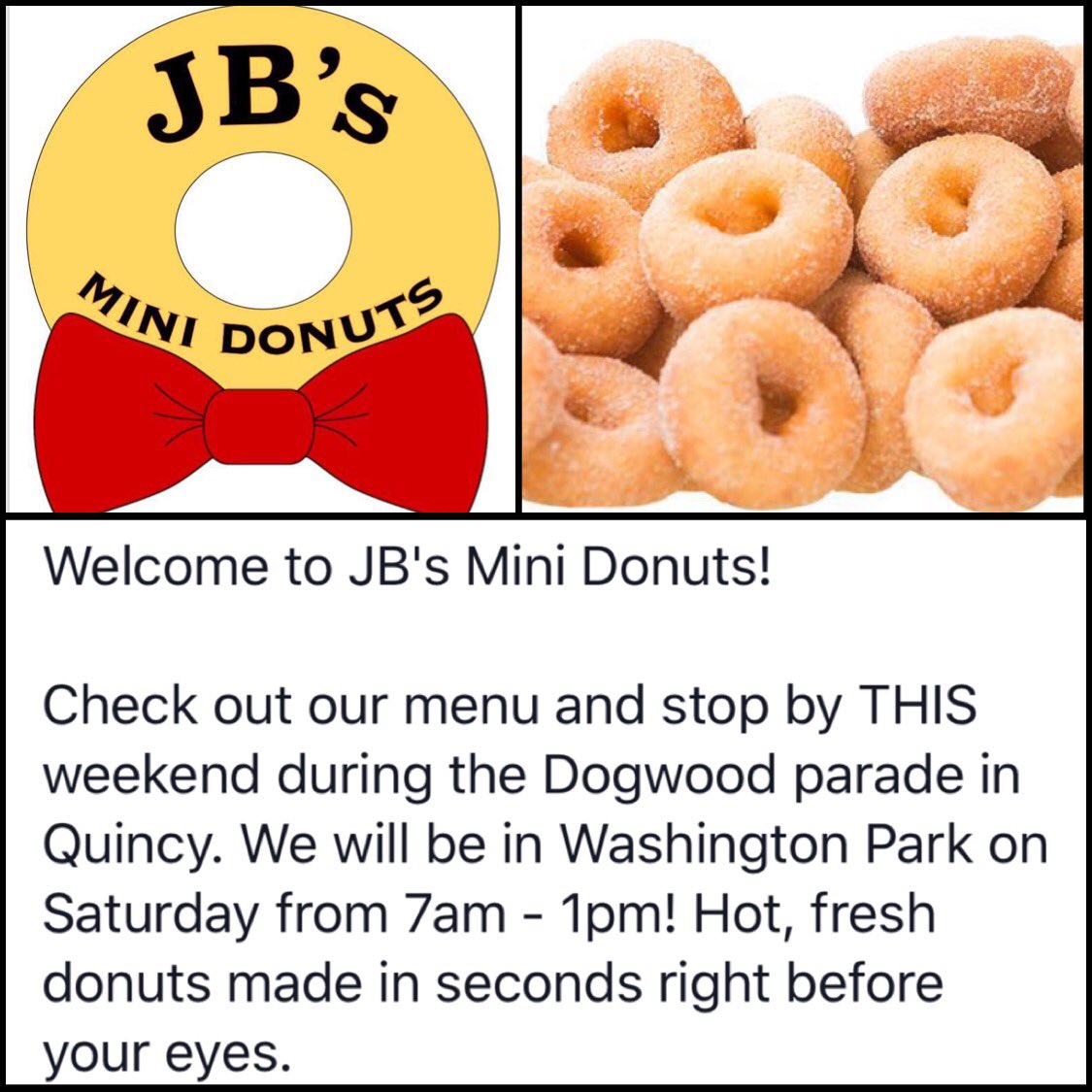 Bottorff44's tweet photo. Make sure to stop out Saturday morning to grab some hot, fresh donuts up at Washington Park. #JBfresh #minidonuts #Dogwoodfestival https://t.co/hXWofvT4EL