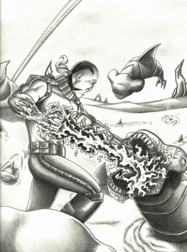 Shawn7Swanner7's tweet photo. #Ateius v a school of Sandsharks in the Glass Desert of #Unicus
Come see it @BedrockCity in Clear Lake on May 5th #FCBD https://t.co/ouRLKFSf91