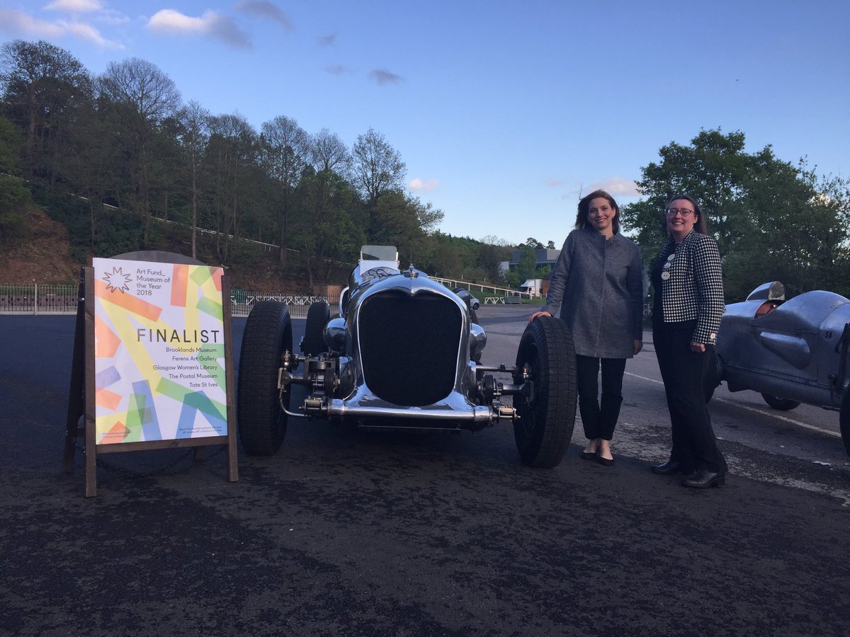 BrooklandsMuseu's tweet photo. @KateACarpenter from @BBCnewsLondon @BBCNews interviewing @tamalie this evening about our @artfund #museumoftheyear nomination next to the 1933 Napier-Railton racing car https://t.co/73aRuMZrwv