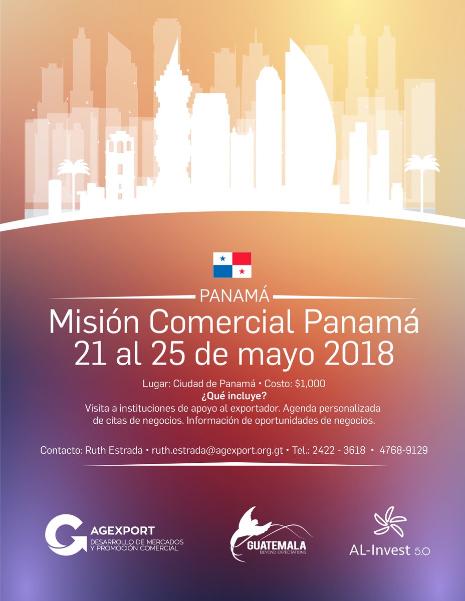 oportunidad de empezar a realizar negocios en Panamá, realizamos su agenda de negocios con citas pre estableciadas, del 21 al 25 de mayo 2018.
<a href="/RuthEst01450493/">Ruth Estrada</a>