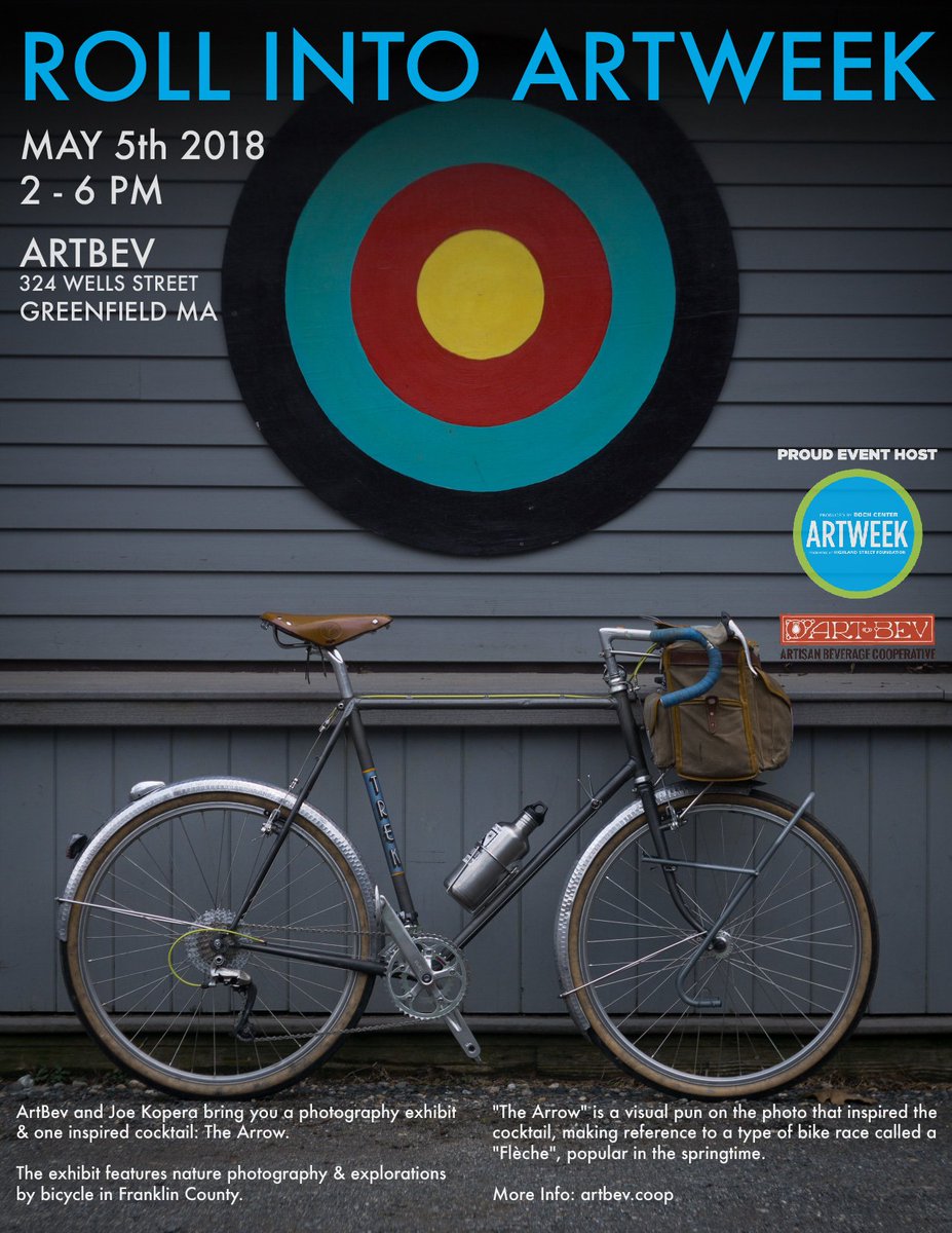 Excited to work with <a href="/GeoJoeK/">GeoJoeK</a> on this #photography exhibit! Stop by to check it out &amp; try our signature concoction in honor of <a href="/ArtWeekMA/">ArtWeek</a>: The Arrow. Ride your bike for $2 off a flight! <a href="/GrnRiverAmb/">Green River Ambrosia</a> <a href="/KatalystKombuch/">Katalyst Kombucha</a> #mead #kombucha #franklincounty #bicycles #cycling #waterfalls