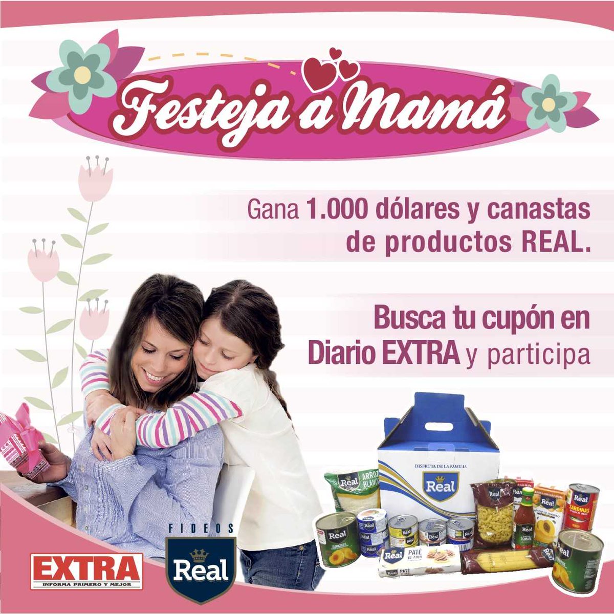 DiarioExtraEc's tweet photo. ¡Con #DiarioExtra y #FideosReal tu ‘madrecita’ se llenará de premios! Llena el cupón que sale en #Extra desde el lunes 23 de abril hasta el miércoles 9 de mayo y adjunta dos empaques de Fideos Real de cualquier presentación. https://t.co/fCcfpdhVkN https://t.co/1CWg5HQD4O