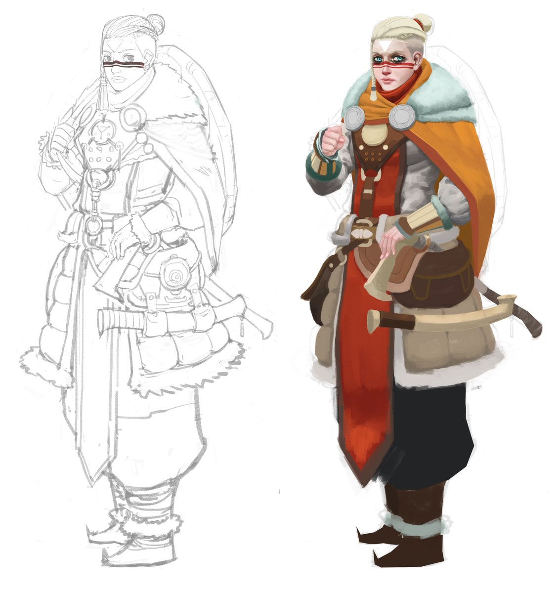 _RocketRex_'s tweet image. Here's a bit of my painting process, from linework to basic color block-in.

#conceptart #characterdesign #digitalpainting #digitalart #illustration