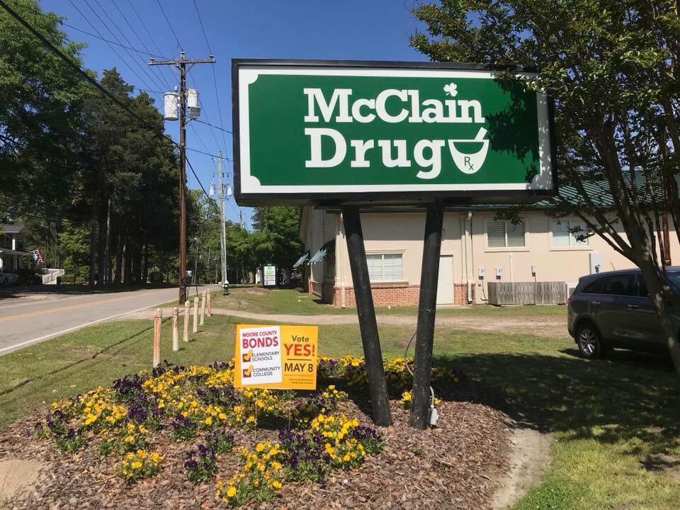 Yes4MooreBonds's tweet photo. Thank you to McClain Drug for supporting the Moore County Education Bonds! #CheckTwice #VoteYesForMoore https://t.co/nnuFb4vRVR