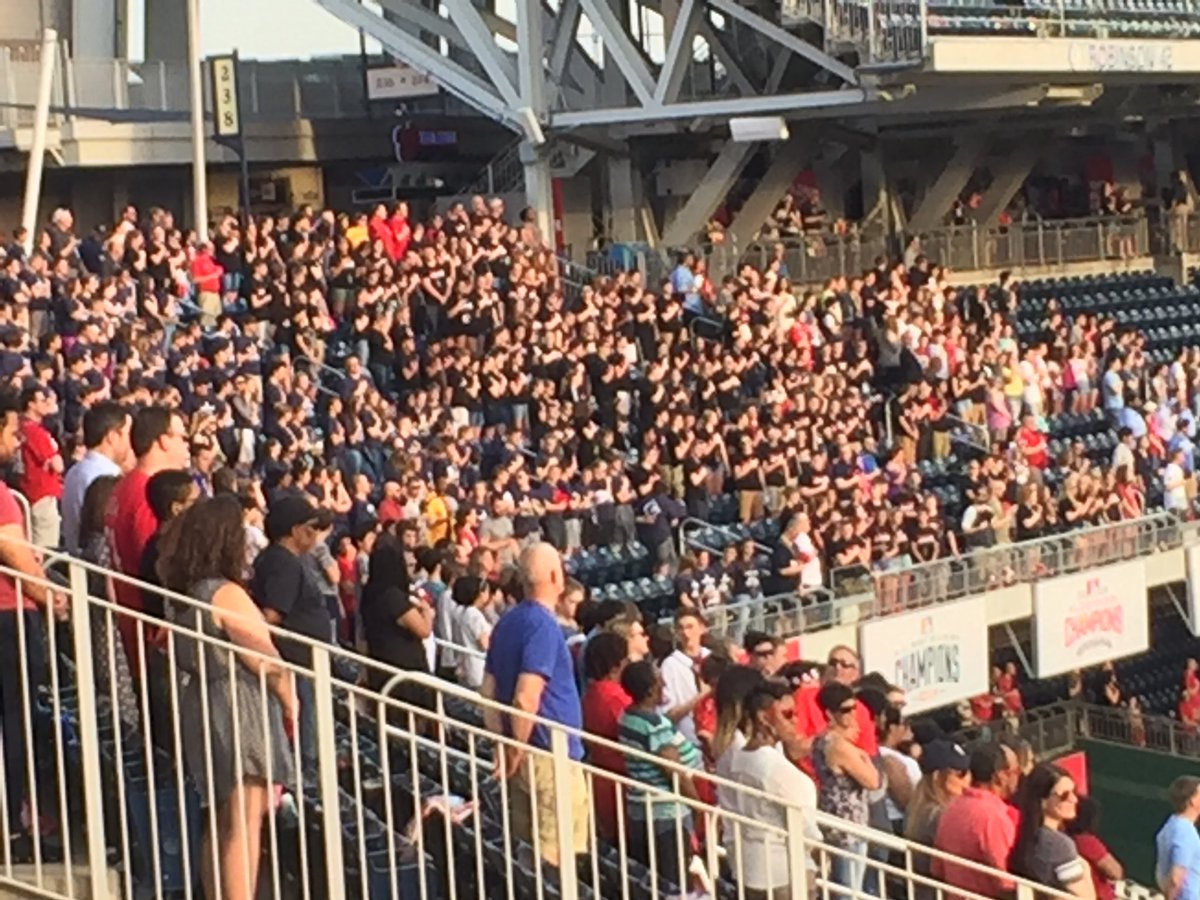 Check this pic out.. Proud of our kids.. standing for the National Anthem, in America’s capitol, watching the national pastime. Does it get any better?! #ExperienceNP #WeltytoWashington