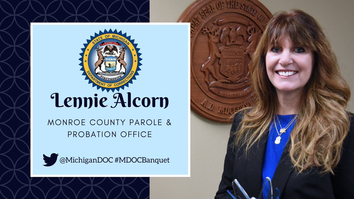 MichiganDOC's tweet photo. Congrats to Lennie Alcorn from the Monroe County Parole &amp; Probation Office on your Parole/Probation Agent of the Year nomination! #MDOCBanquet https://t.co/eqtVaC3N28