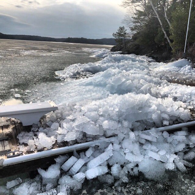 Even though most of the ice maybe out of the lake there is still a lot that is being pushed to shore #barryleemarine #iceisstillthere