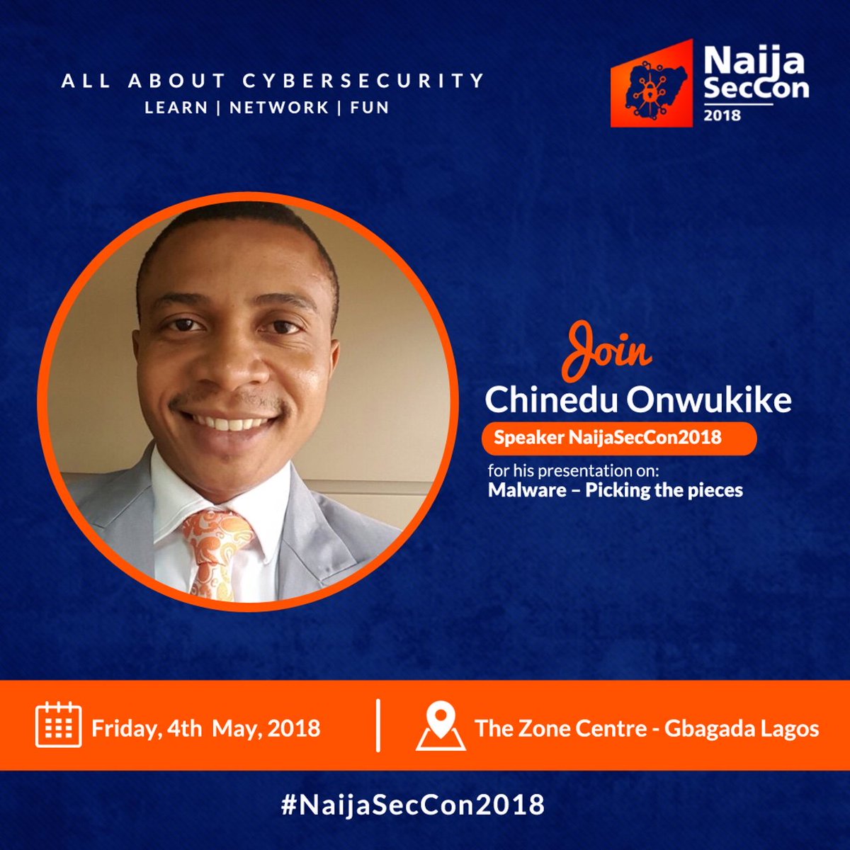 NaijaSecCon's tweet image. @pytharmani, one of the few #OSCPs in #Nigeria previous work with Deloitte involved him performing several IT audits &amp;amp; VAPTs. Chinedu currently leads the Threat &amp;amp; IR team at a Nigeria&apos;s leading bank. He would be taking us through &quot;a tale of cryptomining malwares&quot; #NaijaSecCon2018