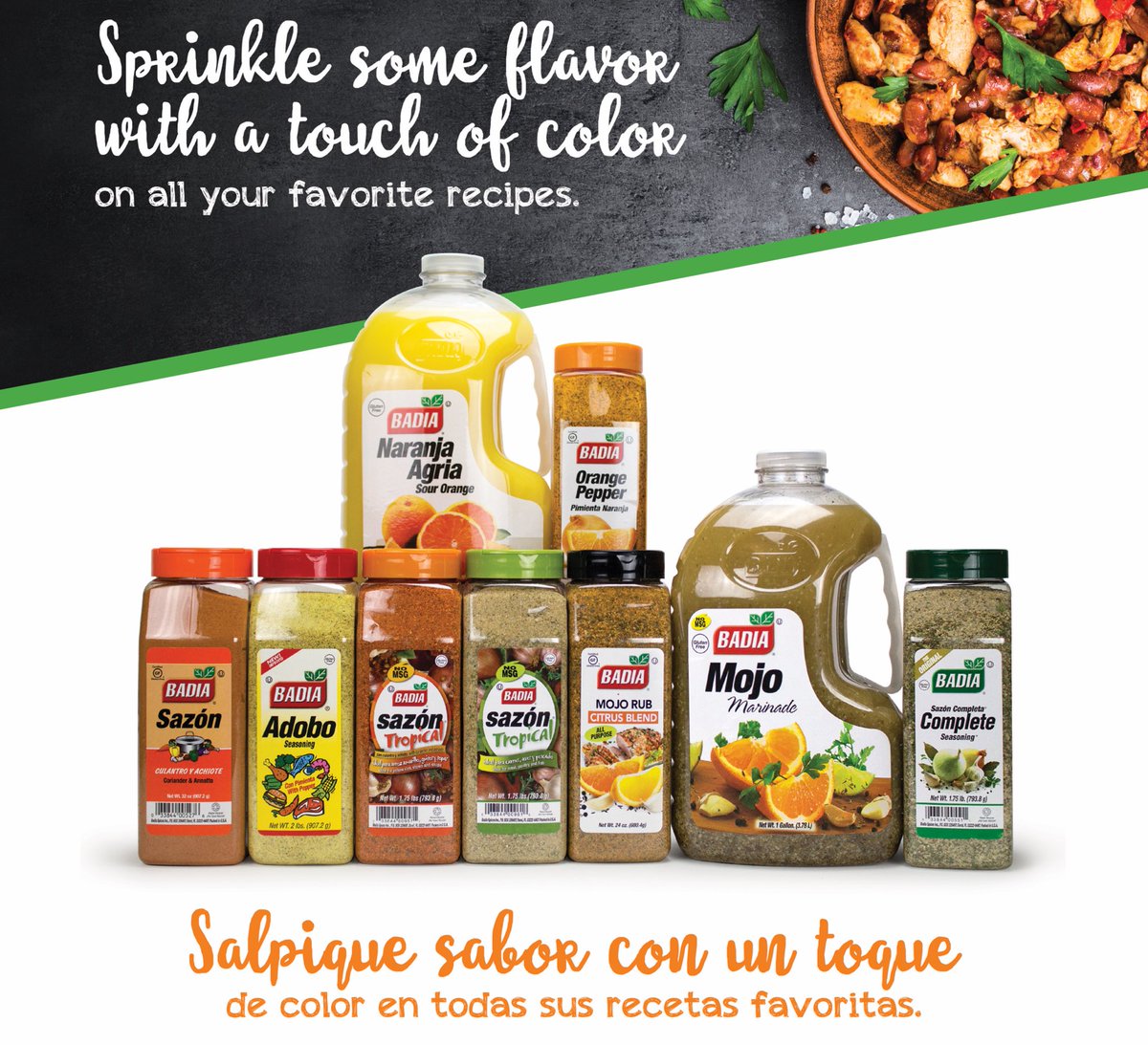 BadiaSpices's tweet photo. Sprinkle some flavor with a touch of color! #sazón #naranjaagria #orangepepper #tropical #completeseasoning #mojo #mojorub #citrusblend #adobo #seasoning #sourorange #pepper #seasoningblends #iHeartBadia #recipe #food #flavor #marinade #pimienta #orange https://t.co/vu964YVFjU