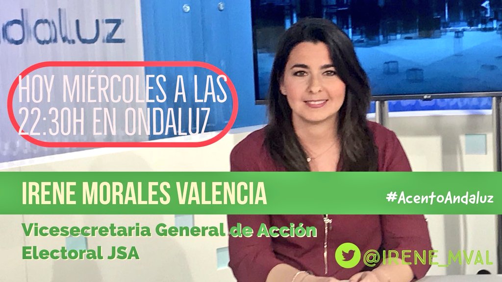 JSAMalaga's tweet photo. Esta noche la Vicesecretaria General de @JSAndalucia, @Irene_MVal, está en @ondaluztv para explicar y defender el proyecto y las políticas socialistas en nuestra tierra #AcentoAndaluz https://t.co/z3pmz31NgW