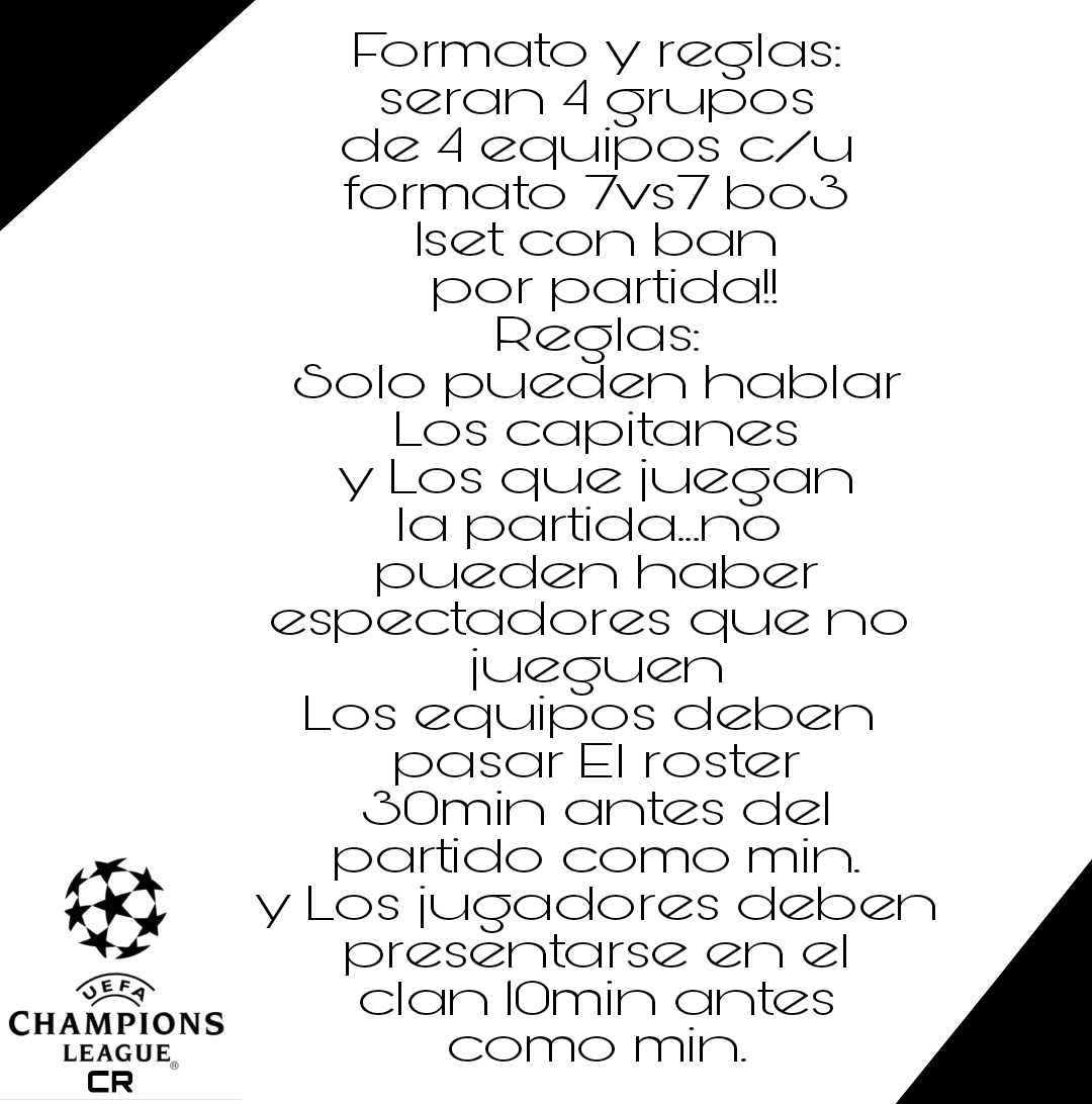 ucl_cr1's tweet photo. Leer obligatorio! @507Esports @Woka_eSports @BlueForShee @Noche_Dorada @PeruRoyaleCR @TeamBoriken @Muklash__ @HydraeSportsCR @sukiminus @TsG_Revolution @eXplodeFlashCR @ClashLand_Ar @ClashLand_Elit @ClashLand_eS @FuerzaLatinaCR @TeamInvictusCr @SkullCimeries @NaughtyClubGG https://t.co/Ee22T83M6J