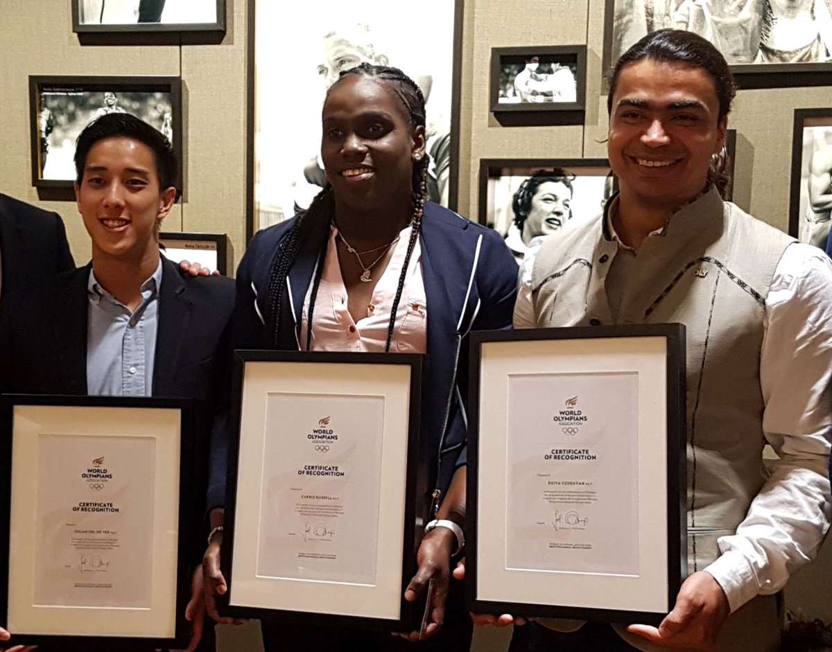 World Olympians (@worldolympians) on Twitter photo A great pleasure to present Olympians <a href="/Julianyee/">Julian Yee Zhi-Jie</a>, <a href="/Carriegoogle/">Carrie Russell</a> and <a href="/100thofasec/">Shiva Keshavan, OLY</a> with #OLY certificates of recognition at a special screening of the <a href="/olympicchannel/">Olympic Channel</a>'s inspiring #FarFromHome series - in which they star - in Lausanne tonight.
#OnceAnOlympian... #AlwaysAnOlympian A great pleasure to present Olympians <a href="/Julianyee/">Julian Yee Zhi-Jie</a>, <a href="/Carriegoogle/">Carrie Russell</a> and <a href="/100thofasec/">Shiva Keshavan, OLY</a> with #OLY certificates of recognition at a special screening of the <a href="/olympicchannel/">Olympic Channel</a>'s inspiring #FarFromHome series - in which they star - in Lausanne tonight.
#OnceAnOlympian... #AlwaysAnOlympian