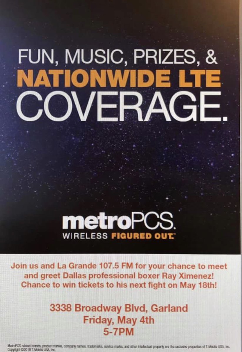XimenezRay's tweet photo. Going to be @metropcs in garland may 4th for a meet and greet at 5-7pm come out and support... #metropcs #boxing #meetandgreet #prolife #teamximenez #rvx #letsgetit #boxingnews https://t.co/JgLBWqw3YZ