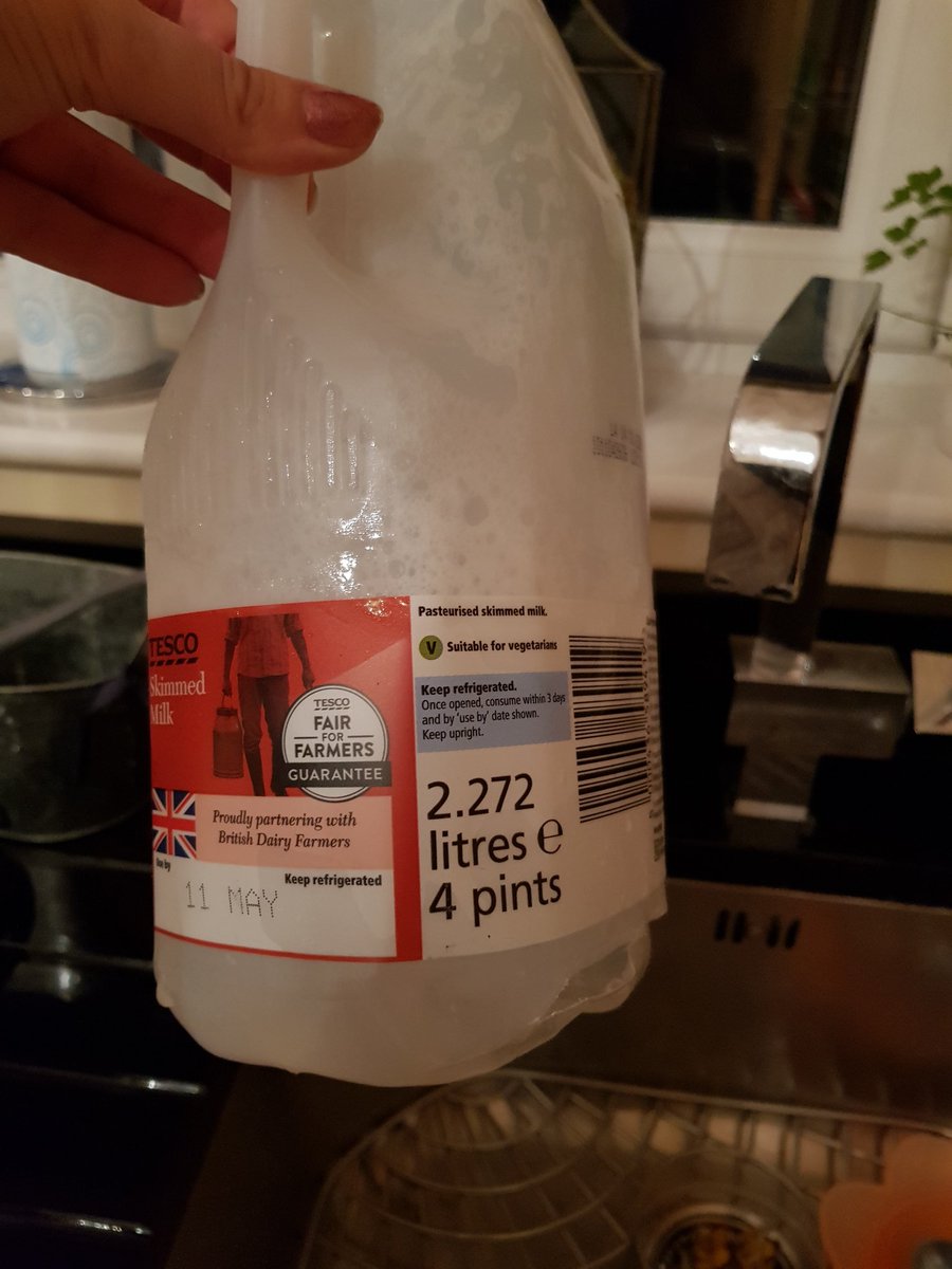 KatieDBrook's tweet photo. Not impressed with @Tesco milk after this carton split all over my oak flooring after just being purchased 👍 https://t.co/qJYczOnBZj