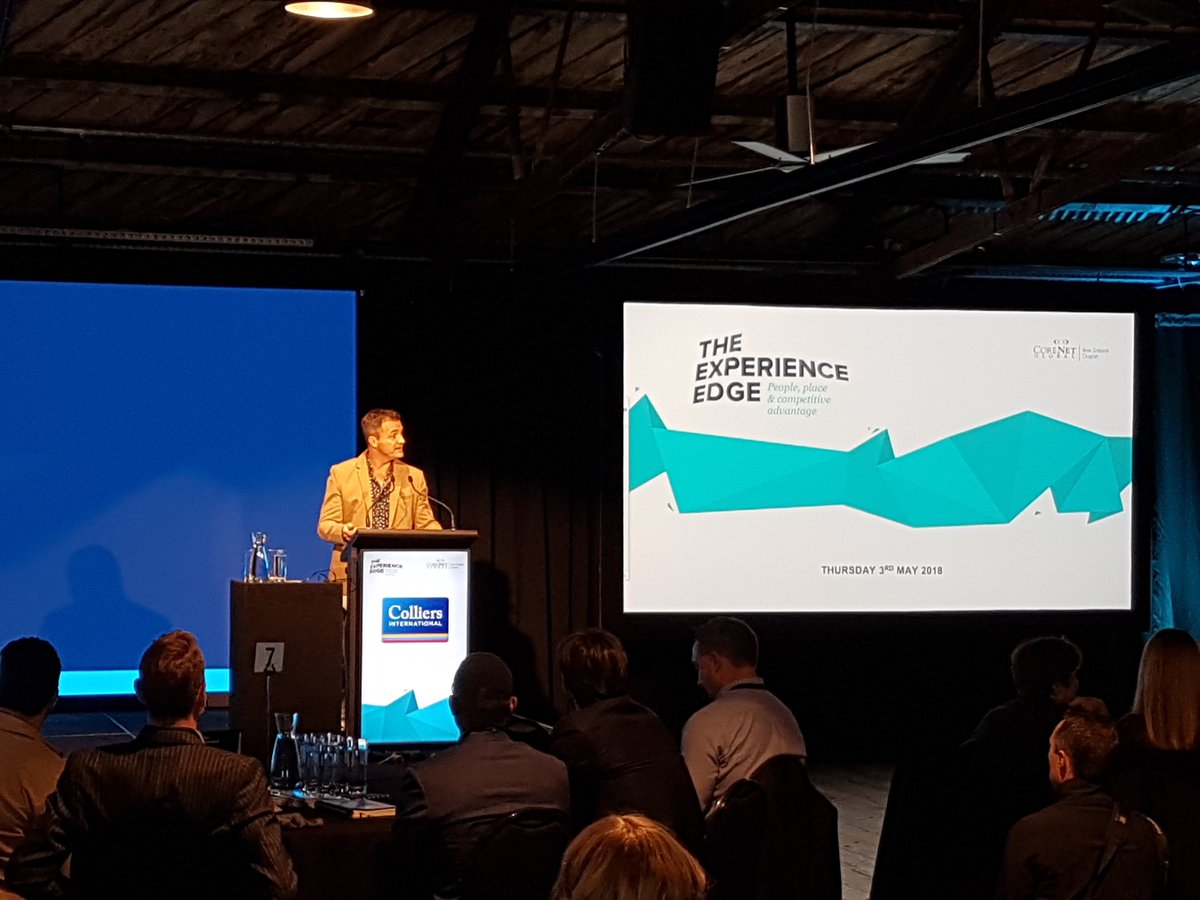 Corenetkiwi's tweet photo. And we're off! The CoreNet Symposium, The Experience Edge, is underway. MC extraordinaire George Hulbert (@Clarityclarity)from The Clarity Business has got us underway. Big day ahead 

#ExpEdge #CRE #realestate #workplace #experience https://t.co/DZ9l0QG2fC