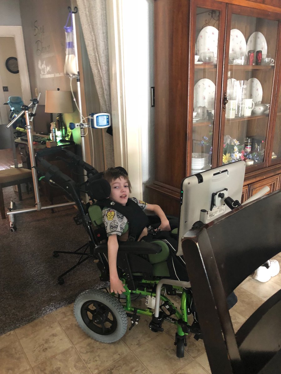 BuckCherish's tweet photo. Bray is set up with his communication device on his chair. We definitely need to put more on it for him. #love4bray #cpsux https://t.co/ypo3zT4LOm