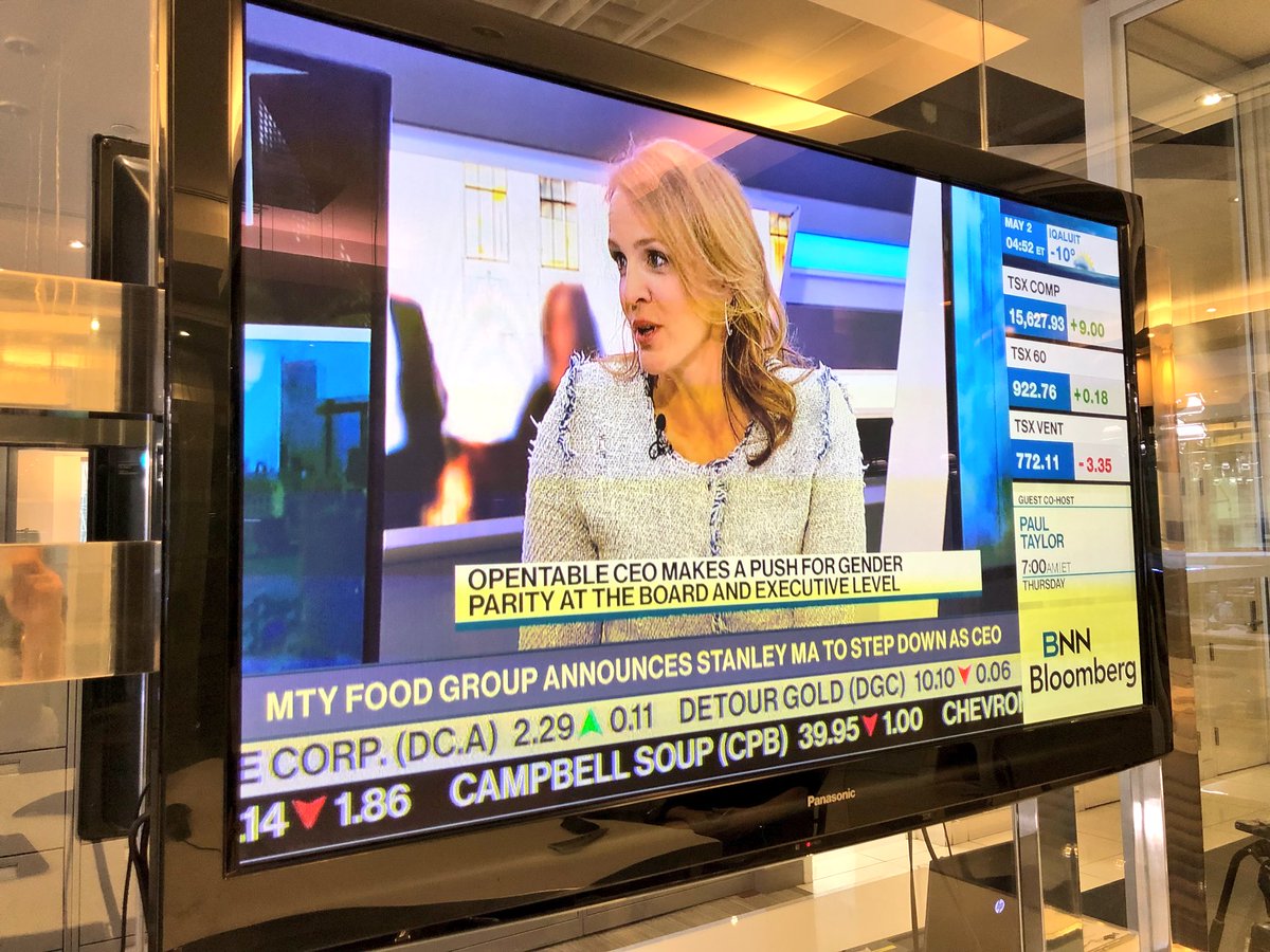 .<a href="/OpenTable/">OpenTable</a> CEO <a href="/cquarles/">Christa Quarles</a> talking gender equality on <a href="/BNNBloomberg/">BNN Bloomberg</a> Toronto with <a href="/CatherineBizTV/">Catherine Murray</a>