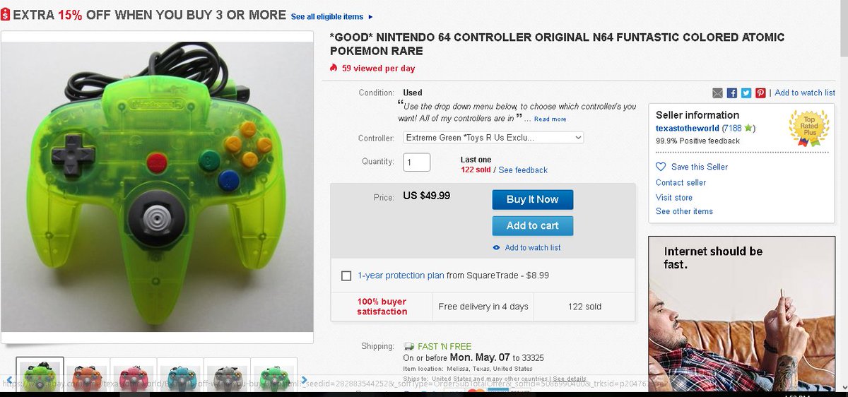 BongSlayer's tweet image. ---------------------------------See&apos;s $49.99
-----------says &quot;worth it, but no fucking way&quot;
-Sees Extra 15% off when you buy 3 or more
-------------------Fuck I guess I gotta buy 3
#LOL #N64 #N64Controllers #toysRusexclusive #toysRus #EXTREMEgreen #limited #speedruns #Sm64