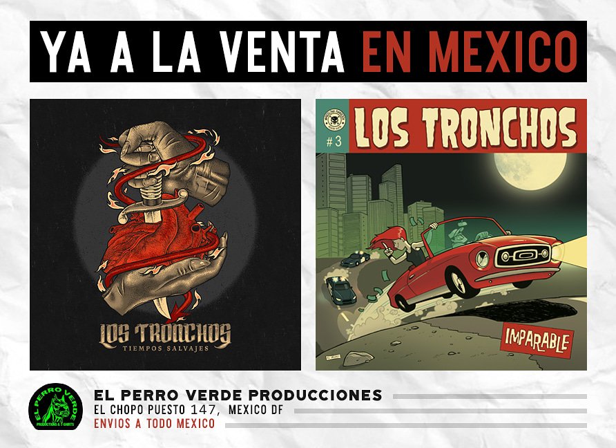 lostronchos's tweet photo. 🇲🇽 Ya a la venta en México!
➡️ El perro verde, Chopo 157, DF.
🚐 Envíos a todo México.
.
#Imparable #tiempossalvales #mexico #punk #rock #punkrock #punkmexico #mexicopunk #elperroverdeproducciones #lostronchos #cd #punknews #tronchos #warcelona https://t.co/IsD10oPMSh