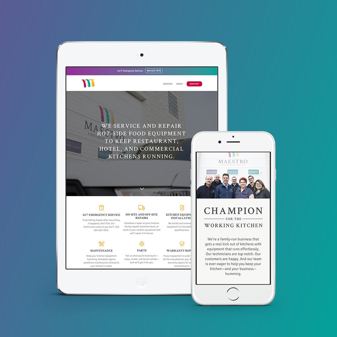 WEB DESIGN // They call themselves the "Champion of the Working Kitchen", and it's true! Our client Maestro Food Equipment makes running a restaurant in Vancouver a breeze. We wrote, designed, and built them a site as brilliant as they are. #webdesign