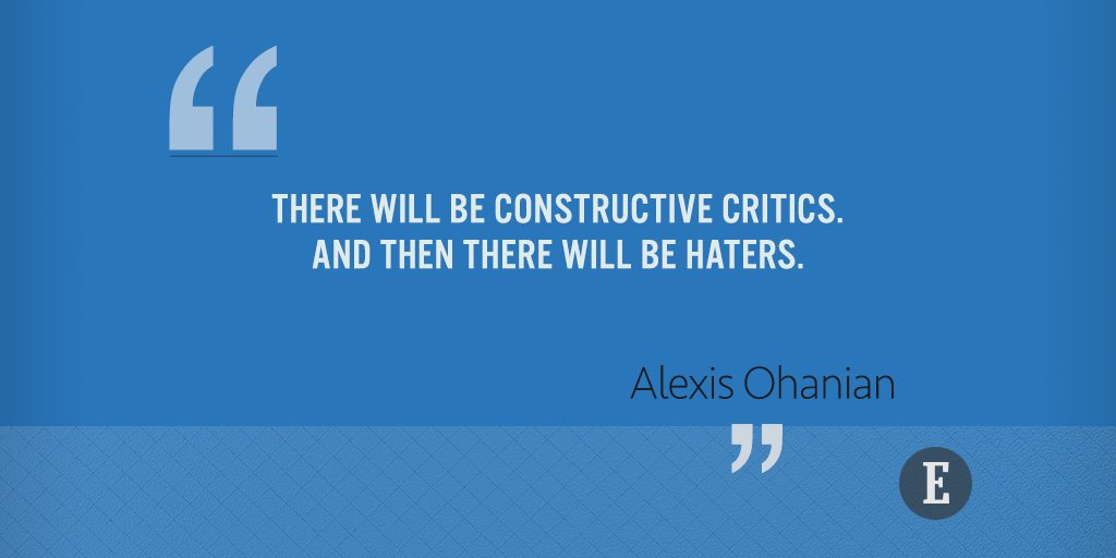 Entrepreneur's tweet photo. "There will be constructive critics. And then there will be haters." https://t.co/Fe93ktoc8L