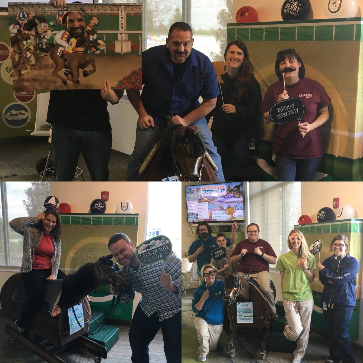 saddleupnash's tweet photo. Our Equicizer, Duke got in on the #BigPayback action at a Derby Party today with our friends from Research &amp; Development Innovation Center at @MarsPetcareUS https://t.co/QkiEcfw3pQ