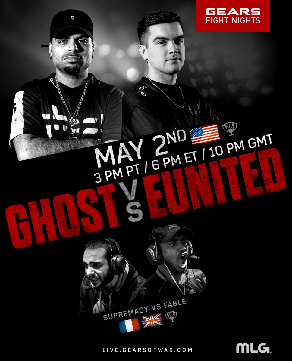 GearsEsports's tweet photo. Gears Fight Night is NOW LIVE! Tonight's show includes a showdown between Europe's top teams, @FableGG vs @Supremacy_FR, with the EU 2K title on the line, and; a rematch of last week's NA 2K final between @GhostGaming_GG and @eUnitedgg!

WATCH: https://t.co/6Rp7mmxTzQ https://t.co/W5nkJeuMYb
