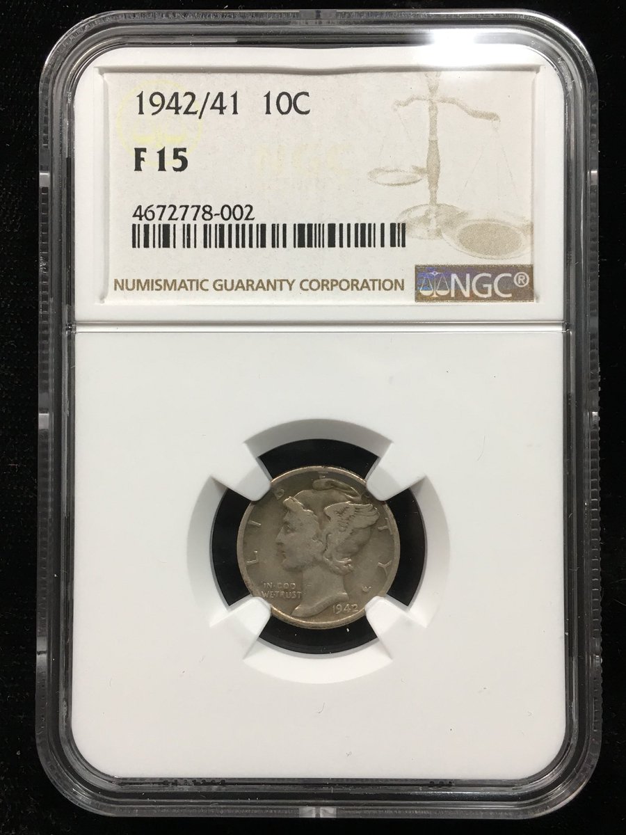 OldPuebloCoin's tweet image. 1942/41 overdate Mercury Dime 

#numismatic
#minterror
#mercurydime