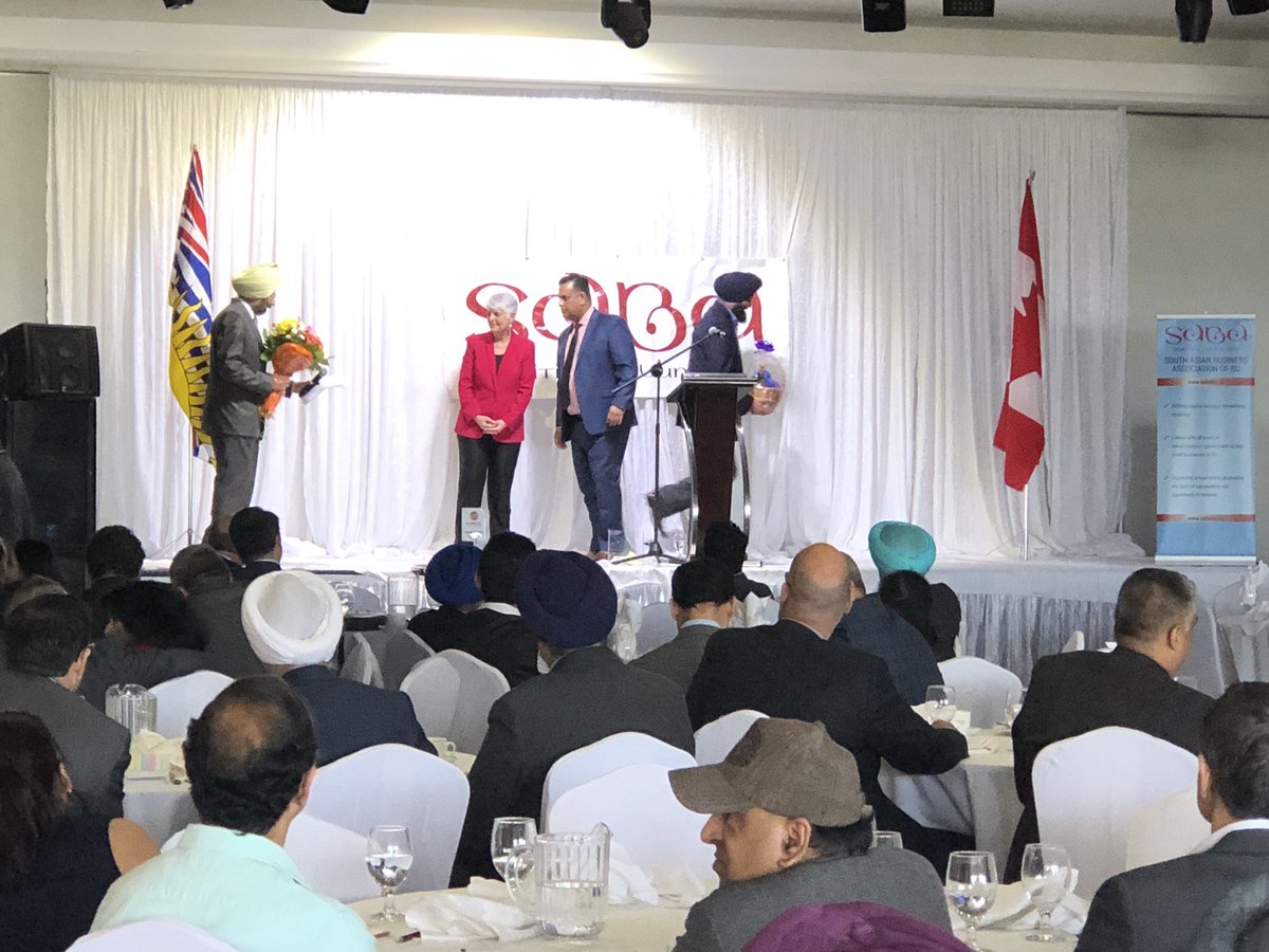 Surrey Board of Trade’s CEO <a href="/anitahuberman/">Anita Huberman</a>, COO <a href="/indrabhan2017/">Indra Bhan</a>, and Membership Coordinator Moiez Babar, at the South Asian Business Association Budget 2018 Business Leaders Luncheon w/ Hon. <a href="/carolejames/">Carole James</a> Minister of Finance.