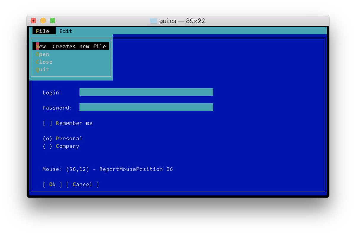migueldeicaza's tweet image. VT100 terminals shall inherit the earth.  So I wrote a .NET toolkit for Console apps and now some docs on how to use it: migueldeicaza.github.io/gui.cs/article…