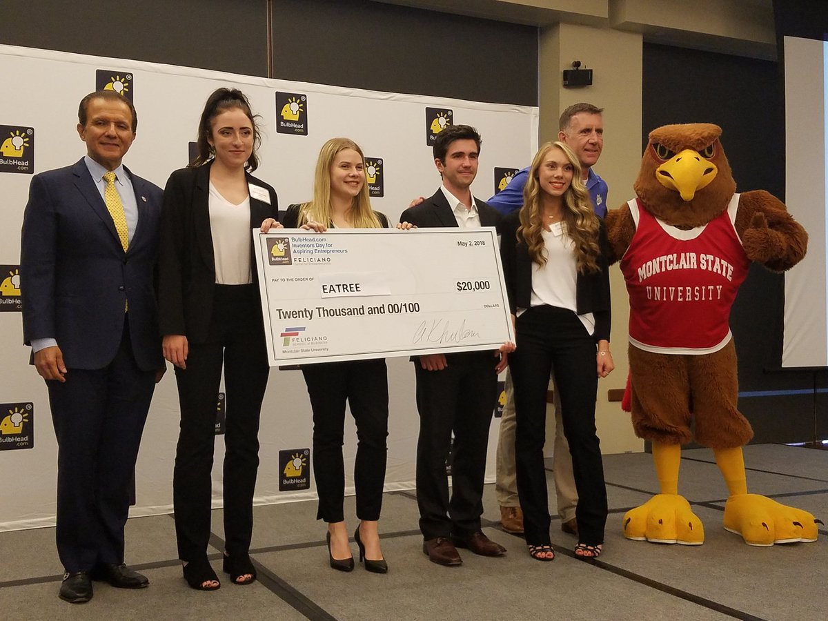 FelicianoCenter's tweet photo. Second place winner of $20K is Eatree with Lauren Wisniewski, Lauren Green, Bailey Capra & Sarah DiPirro. #MSUpitch #BrightIdeas @montclairstateu @BulbHeadIdeas https://t.co/Xs6H16EXmC