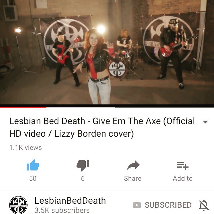 LBDofficial's tweet photo. Just hit a thousand views on our brand new Give Em The Axe video! Thanks for your support! https://t.co/3VXSFx4t51 #femalefronted #lesbianbeddeath #lizzyborden #80sglam #80srock #hardrock #womeninmusic https://t.co/ZJ0QdmFlZM
