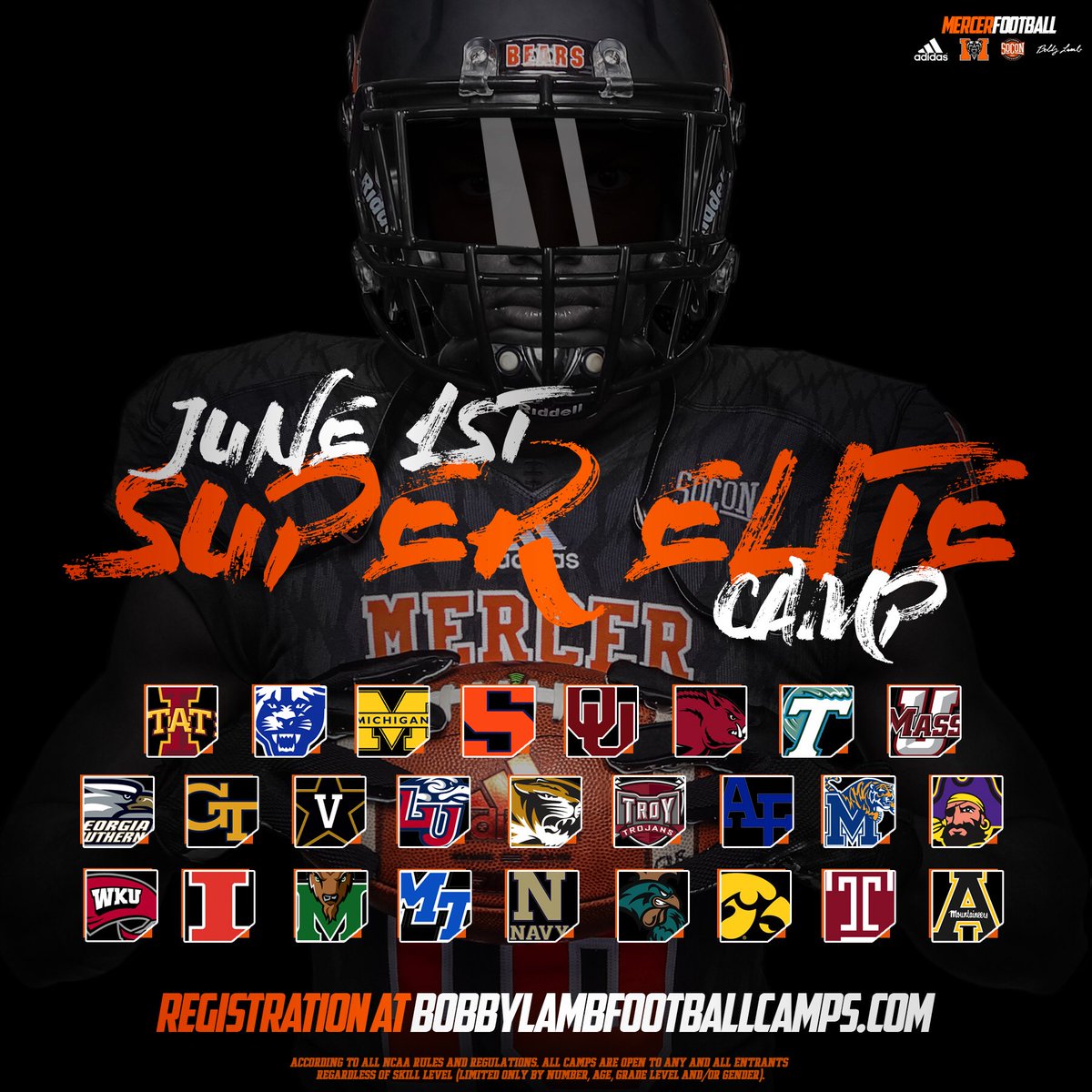 MercerFootball's tweet photo. Camp season is getting closer and closer! Don’t miss your opportunity to show out!!

Sign up ⬇️
https://t.co/0uJZLIDwdw

#BearDownMU https://t.co/9QcTLaCJ6F