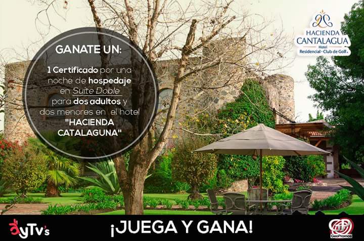 ¡Sorprende a Mamá en su mes!💝💞💟✨

Gánate un Certificados  por una noche de hospedaje  en Suite Doble  para dos adultos  🙋‍♂🙋‍♀ y  dos menores 👧👦 en  el hotel "#HACIENDACATALAGUNA"   🏨🕶⛱🌞
Solo tienes que descargar nuestra App #GeoPromos y jugar el #RetoDeldía.