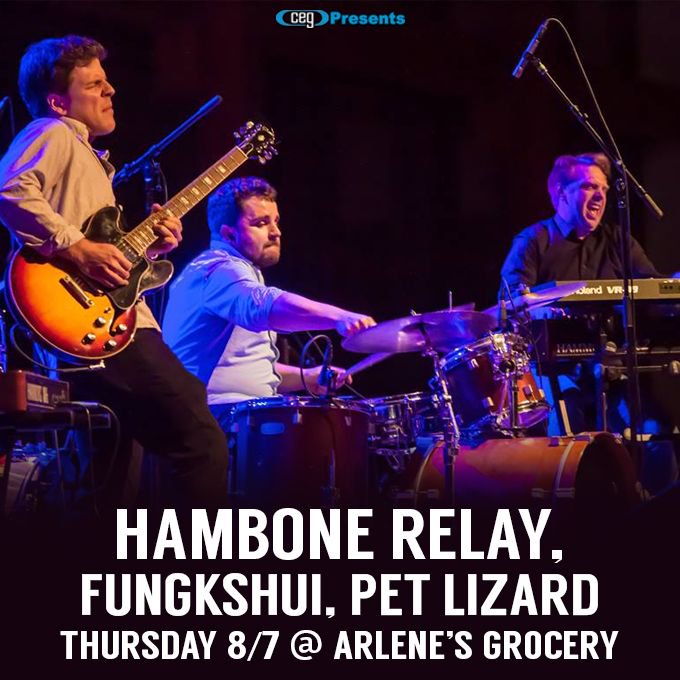 CEGPresents's tweet photo. Thursday, 8/2 @HamboneRelay @Fungkshui_band and @petlizardband to perform at @ArlenesGrocery These are some exciting up and coming musicians based in the tri-state area! Tickets and info at https://t.co/LT9SJifdMO
#cegpresents #nolafunk #livemusic #funk #rock #jam #rockandroll https://t.co/S6YJttfxrs