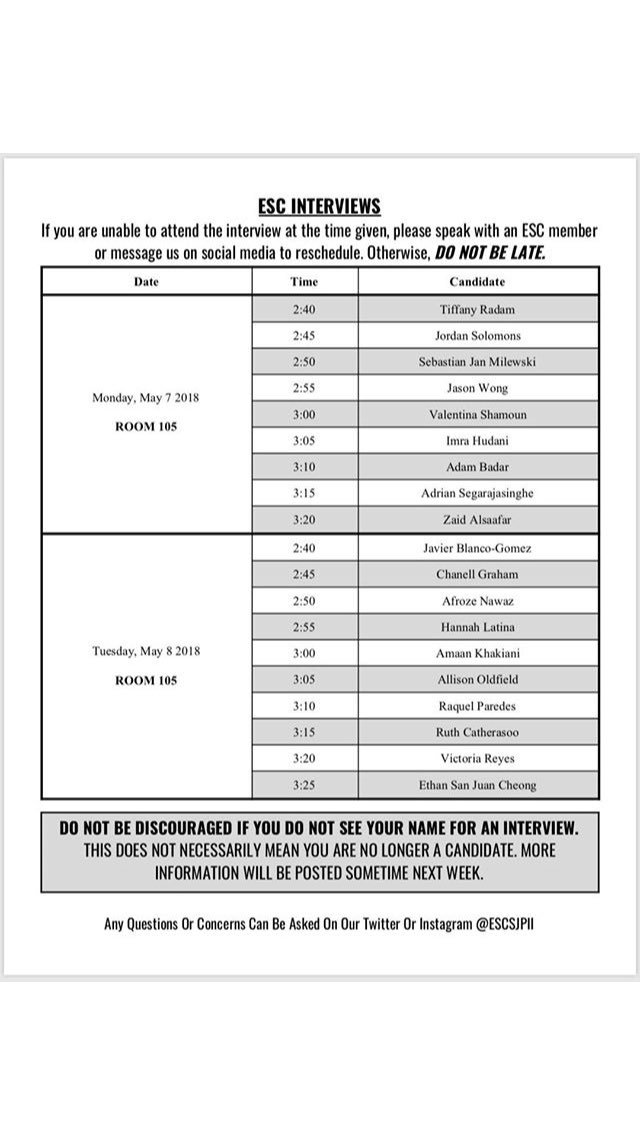 ESCSJPII's tweet photo. ESC INTERVIEWS ARE UP PANTHERS‼️📝Look at the photo below⬇️ for more details❗️ https://t.co/2ayWeNdvTj