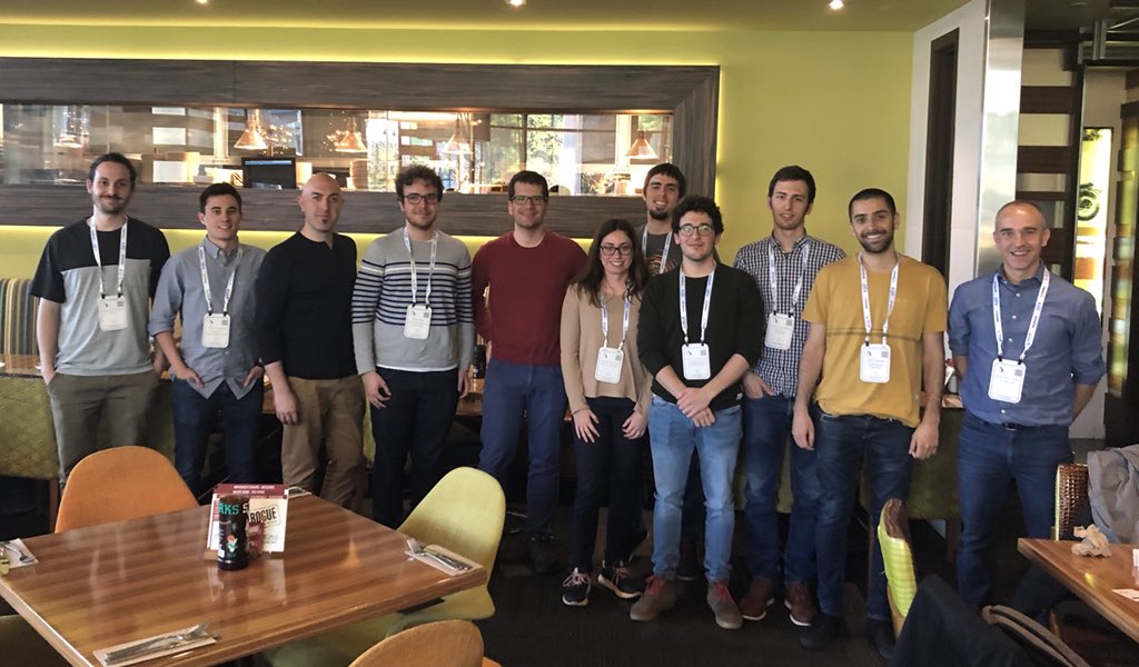 DocXavi's tweet photo. Catalan lunch at #ICLR2018. So much talent coming from Barcelona universities, so many reasons to open your next AI lab there 😄

@DeepMindAI @facebook @googleresearch @amazon @MSFTResearch @OpenAI @element_ai @IBMResearch @salesforce @NvidiaAI @Apple https://t.co/bKtYgrUwNo