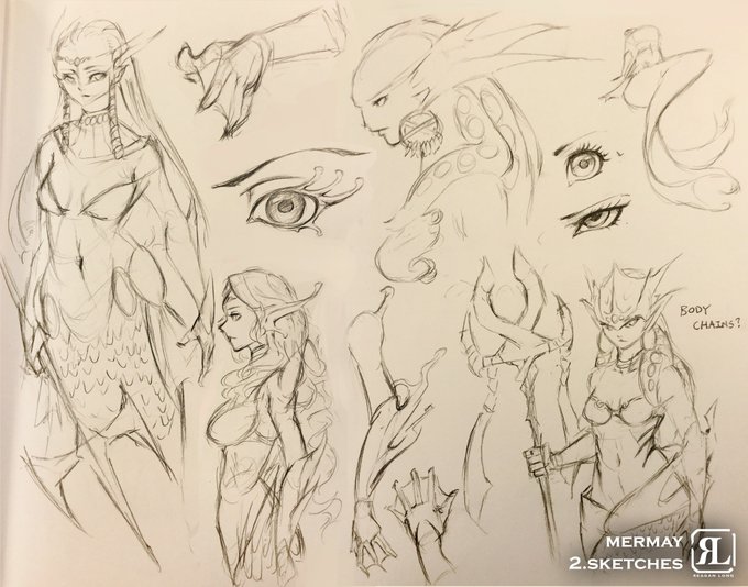 reagan_long_art#mermay2018 day 2: Sketches
these sketches arr also part of my monthly character concept
#art #myart #mermay #traditionalart #digitalart #fantasy 