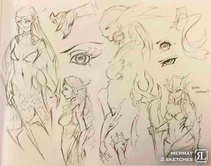 reagan_long_art#mermay2018 day 2: Sketches
these sketches arr also part of my monthly character concept
#art #myart #mermay #traditionalart #digitalart #fantasy 