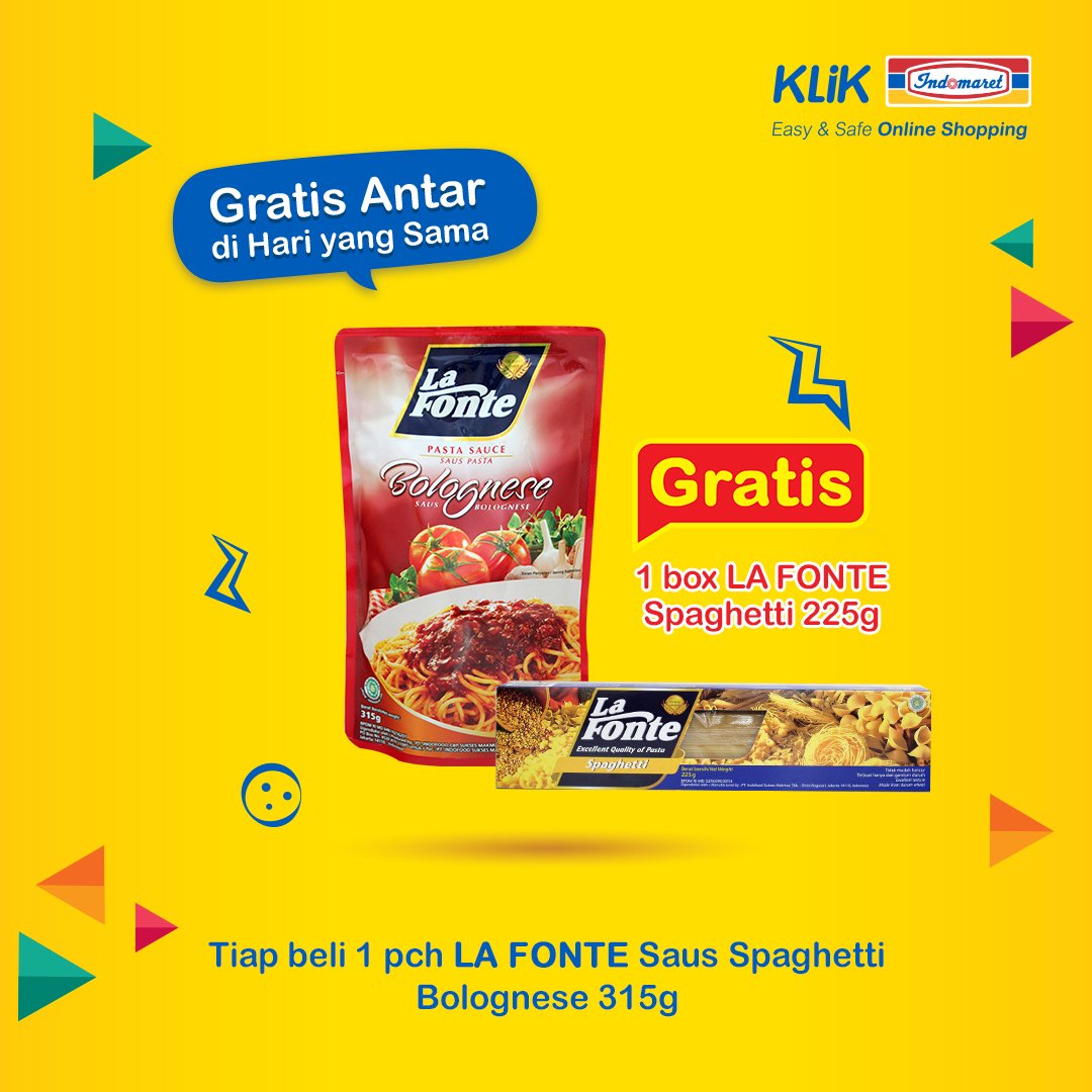 Indomaret On Twitter Dapatkan Gratis 1 Box La Fonte Spaghetti 225g Tiap Beli 1 Pch La Fonte Saus Spaghetti Bolognese 315g Hanya Di Sini Https T Co Plkaoohfzb Klikindomaret Klikindomaret Https T Co 3hnetcet8j Twitter