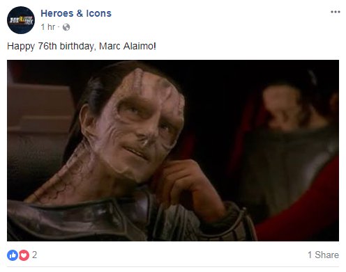 A happy birthday to Marc Alaimo, who gave us the best Trek villain. 