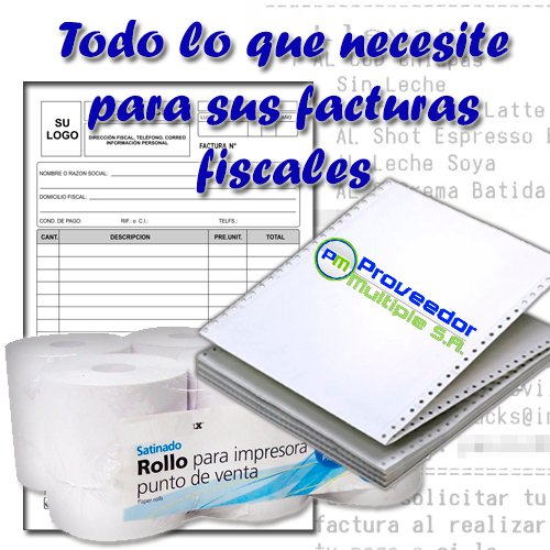 Formas Continuas, Rollos Térmicos, Facturas, Cintas para impresoras fiscales. Todo esto y más lo tenemos para tu empresa. Contáctanos a proveedormultiplesa@gmail.com
