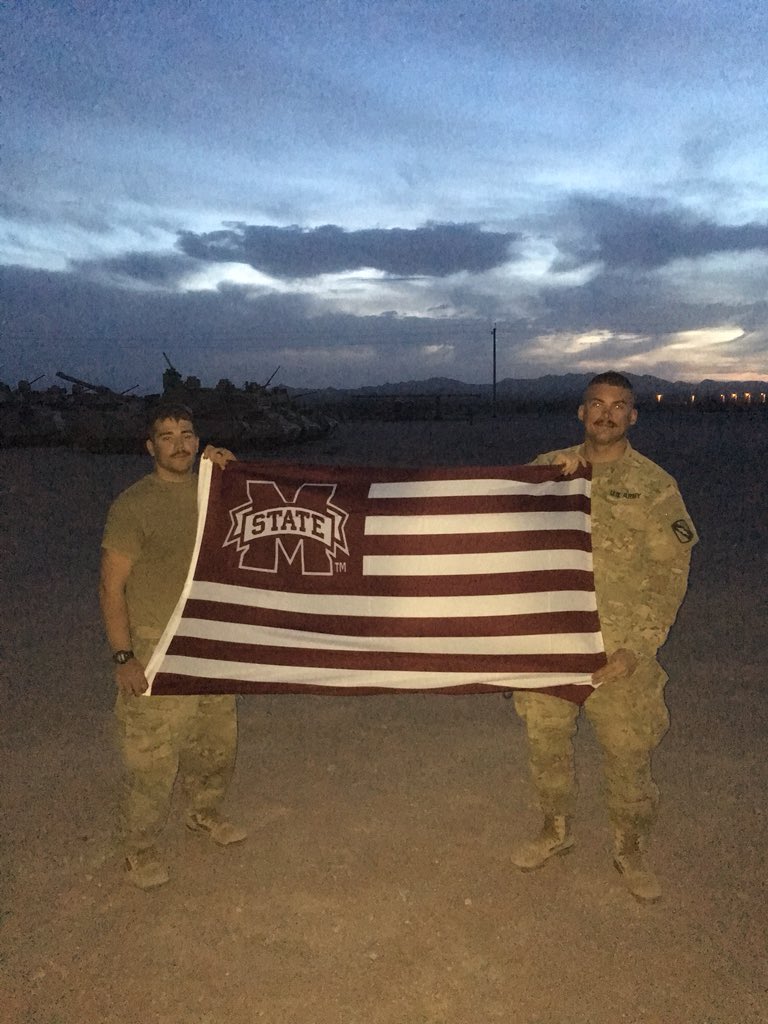 Drew_Jones8's tweet photo. May be deployed and currently in Texas training but I’m still yelling #HAILSTATE #proudalumni  @msstate @MissState @FCA_MSU @CoachVic_MSU @HailStateWBK @HailStateFB @HailStateBB @HailStateSB @MSU_SA https://t.co/XJuola4FKR